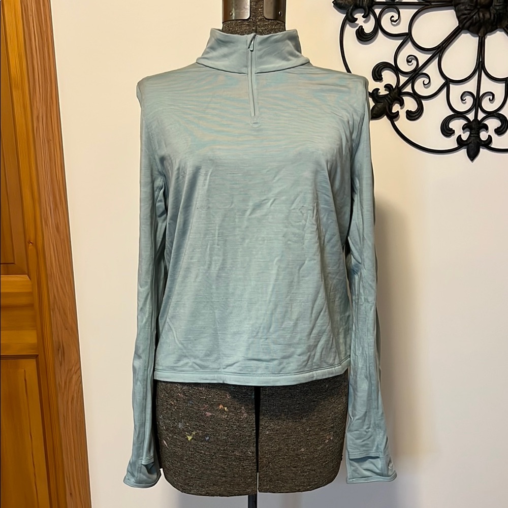 Allbirds 1/4 zip Long Sleeve Running Pullover, light green, M  13.70 KG CO2E